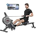 Dripex Rowing Machines for Home Gym, Rowing Machine with 16 Levels of Adjustable Resistance, 350LB Weight Capacity, Durable Slide Rail, Bluetooth App Supported, LCD Monitor, Magnetic Rower Machine