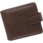 LUFFLOK Brown Leather Wallet for Men and Women | Multifunctional Soft Wallet with 2 Bill Compartments with Buckle, Card Slots
