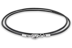 Auroris Echtleder Kette 2 mm mit Karabinerverschluss aus Edelstahl Farbe/Länge wählbar