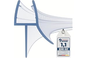 HNNHOME 1-Meter Gebogene Duschdichtung, Duschtürdichtung für Bad Duschwand und Duschabtrennung, Passend für 6-8mm Glasdicke, Dichtet Spalten bis zu 20mm ab (Gebogen x 2)