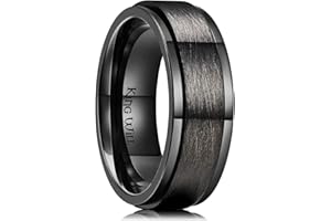 King Will 8mm Spinner Ring for Men & Women - Stainless Steel Fidget Anxiety Ring with High Polish & Brushed Finish | Black, Silver, Gold Unisex Jewelry Gift