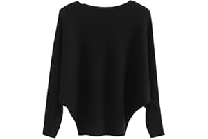 FULIER Boot-Ausschnitt Batwing Ärmel Dolman Lose gestrickte Pullover und Pullis Pullover Tops für Frauen