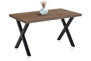 ADEC GROUP X-Loft, Mesa de Comedor, Mesa de Salon, Acabado en Roble Boreal y Patas Metalicas Negro, Medidas: 140 cm (Largo) x 80 cm (Ancho) x 76 cm (Alto)