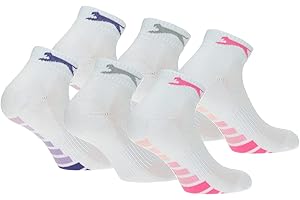 Slazenger 6 paires de chaussettes femme Quarter, hauteur au dessus de la cheville, semelle intérieure éponge, excellente qualité de coton peigné