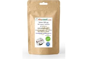 vitascout_com Selen 200 mcg/µg - 750 Tabletten - OHNE MAGNESIUMSTEARAT - Made IN Germany - vegan aus Selenhefe