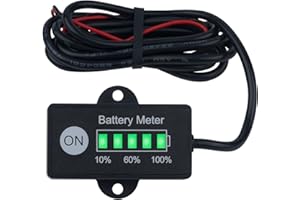 Yooreal Indicateur de jauge de carburant de batterie de compteur de capacité de batterie pour FeliPO4 Batterie Voiture de golf Remorque de voyage Chariot élévateur Machine à récurer etc.