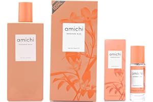 AMICHI - Mandarine Musk Promoción 150 ml + 12 ml, Colonia Mujer, Pack 2 Productos, Perfume Mujer, Eau de Toilette Femenina, Agua Fresca, Fragancia Dulce y Cítrica
