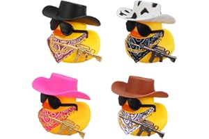 VEOIRXU 4 Pièces Canard Tableau de Bord Voiture Décoration d'Intérieur de Voiture Amusante avec Chapeau Cowboy Collier Doré et Lunettes Soleil Accessoires Automobiles Tendance pour Bureau Maison