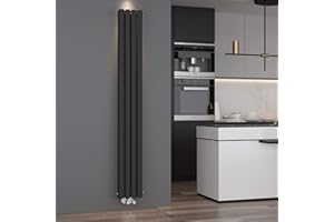 ELEGANT - Radiatore a pannello verticale di design, 1800 x 236 mm, colore antracite, doppio strato, connettore centrale, scaldasalviette