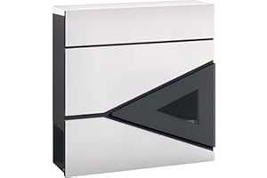 HOMCOM Wall Mounted Post Box with Viewing Window, 2 Lock, Modern Galvanised Steel Mailbox with Copper Core, Weatherproof Letterbox for Outdoor Use, Easy to Install, Silver