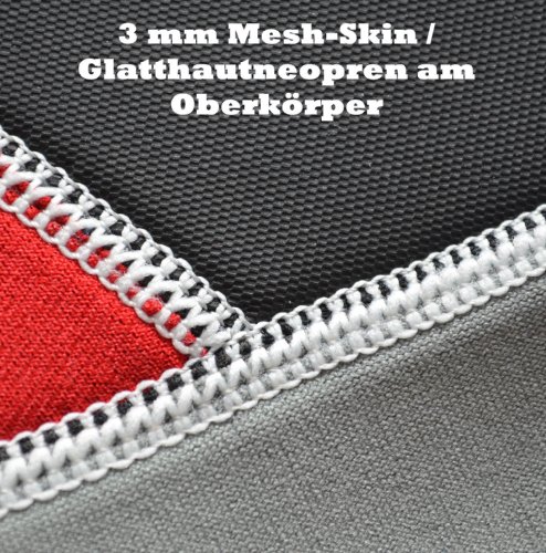 Kinder Neoprenanzug Lang 3 mm Neoprenanzug Surfanzug Größe frei wählbar von 104 bis 164 in Schwarz Rot mit Mash Skin - 3