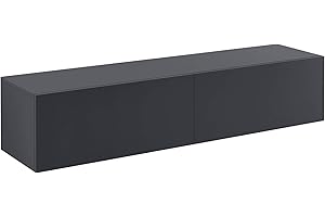 [en.casa] Armario de Pared Evaton Mueble de TV Mural Armario Flotante con 2 Compartimentos Consola de Entretenimiento Multimedia 140 x 33 x 30 cm - Gris Oscuro Mate