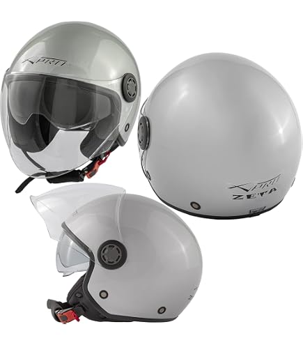 Casco Moto Jet Cafe Racer Omologato ECE 22-05, Verde Opaco, Con Visiera Parasole, Taglia XS (53-54 Cm)