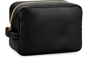 Wandering Nature Mała kosmetyczka do torebki, mini kosmetyczka, mała kosmetyczka z kieszeniami wsuwanymi, ekologiczna, wegańska skóra, Czarny, L, kosmetyczka