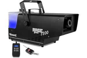 Beamz Rage 1800 Snow máquina de nieve, 1800 W, Alcance: hasta 6 metros, 3,5 litros de capacidad del depósito, Control DMX a través de 2 canales, Soporte de montaje ajustable, Mando a distancia