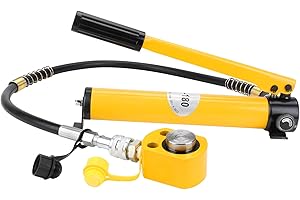 Fulgutonit Vérin Hydraulique 10T avec CP-180 Pompe Hydraulique, Course 12mm, Hauteur Propre 45mm, Single Section, Ultra-Mince, Portable, Industriel pour La Construction Mécanique/Ponts/Bâtiments