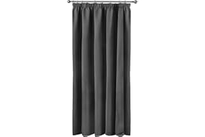 Emma Barclay Cali Pencil Pleat - Woven Thermal Blackout Pencil Pleat Door Curtain in Charcoal - Width 46" x 84"Drop (116x213cm)