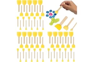 QQDBT 30Pcs Foam Brush,Sponge Brush Round Sponge Stippler Paint Tools for Graffiti, Round Sponges Brush Set, Washable Foam Paint Brushes for Arts And Crafts DIY Painting(4 Sizes)