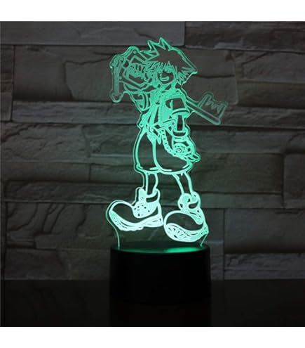 Lámpara De Ilusión 3D Luz De Noche Led Kingdom Game Figura Corazones Sora Keyblade Para La Habitación De Los Niños Niño Niña Regalo De Cumpleaños De Navidad Decoración Del Hogar