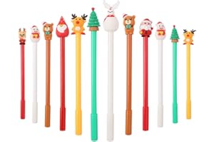 FEELAVA Gelschreiber 12 Stücke Weihnachtsgel Tinte Stifte Cartoon Schneemann Santa Reindeer Weihnachtsbaum Marker Pen Weihnachtsfeier Gunst Geschenk Schulbüro Familie Briefpapier Versorgung Party Bag Filler