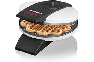 ‎CLOER Cloer 1621 Waffeleisen für klassische Herzwaffeln, 930 W, Waffelgröße 15,5 cm, stufenlos wählbarer Bräunungsgrad, weiß, Metall