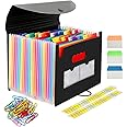 URbazaar Pockets Expanding File Folders with Cover,Expanding Organizer File Folder,Portable Accordion A4 Expandable File Organizer, Large Capacity Multicolour Stand Plastic File Box (24 Pockets)