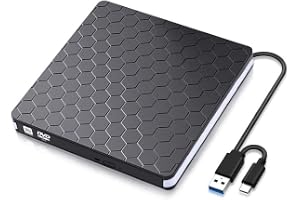 Masroo External DVD Drive, USB 3.0 Type-C CD DVD +/-RW Optical Drive USB C Burner Slim CD/DVD ROM Rewriter Writer Reader Portable for PC Laptop Desktop MacBook Mac Windows 7/8.1/10 Linux OS Apple
