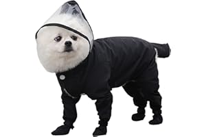 MZSX Waterproof Puppy Dog Raincoats with Hood for Small Medium Dogs, and Jacket Lightweight Waterproof Jacket Safety Dog Raincoat Windproof Snow-Proof Dog Vest (Black length 42 cm)