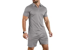 KUYIGO Men's Summer Polo Shirt & Shorts 2-Piece Set Tracksuit Clothing Fashion Casual Loungewear Sets