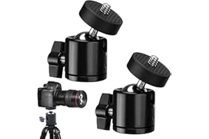 AFHGDJR 2 Stück Mini kugelgelenk, Mit 1/4 Blitzschuhadapter, 360° Kugelkopf Stativ IT 1/4 Zoll Gewindewechselplatte für Stativ, Einbeinstativ, DSLR, Videokamera
