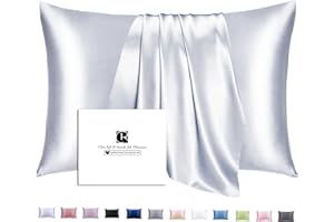 Ravmix Silk Pillowcase for Hair and Skin with Hidden Zipper, Both Sides 21Momme Soft Mulberry Silk Pillow Case Cooling Pillow Cover Standard 50×75CM, Gift for Women Men, 1PCS, Silver Grey