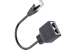 SHANFEILU Adaptateur réseau Ethernet RJ45 de 1 à 2 Ports Distributeur de câble d'extension 1 Masculin 2 Femmes Adaptateur LAN pour Les connexions débit de Bureau à Domicile de Cat5 Cat5e Cat6 Cat7