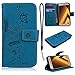 Produktbild CE-Link für Samsung Galaxy A3 2017 Handyhülle Hülle Ledertasche Schutzhülle Leder Huelle mit Blau Schmetterling Blumen Stand Halter Magnetverschluss Wallet Case Inner Weiche Silikon Backcover