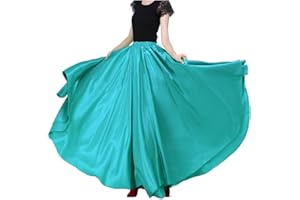 Backgarden Eleganter Damenrock aus Satin, lang, für Ballsaal, Bauchtanz, Performance, Kostüm, Kleid, 20 Meter