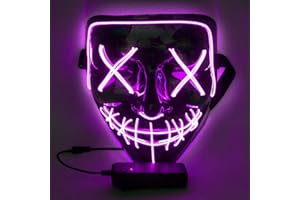WUJUN Glühende Halloween Maske Lustige Grimasse Cosplay Party Karneval LED Beleuchtung Halloween Masken Draht Licht Dekoration