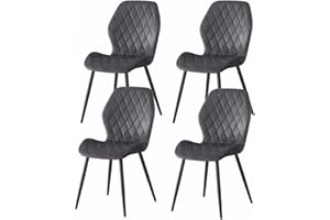 Weegstok Velvet Dining Chairs Set of 4 Kitchen Chairs Dining Room Lounge Reception Chairs with Metal Legs for Living Room Bedroom,Grey