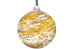 Sienna Glass 50th Wedding Anniversary Friendship Ball – 10cm Handcrafted Golden Glass Ornament with Ribbon – Unique Gift for Golden Anniversary Celebrations