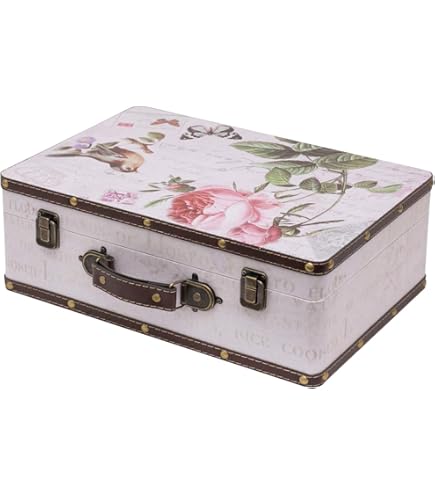 Birendy Coffre En Bois KD 1290 Avec Revêtement En Cuir Et Charnières En Métal - Look Vintage Avec Ornements - 36cm