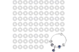 ANNLPOY Confezione da 80 tappi trasparenti in gomma siliconica per braccialetto, Compatibili con Catene a Serpente, Ideali per Creazioni Fai-Da-Te, con Clip di Blocco e Distanziatori, Accessori per Gioielli