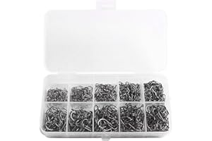 KGDUYC Anzuelos de Pesca, 600 PCS Anzuelos de Pesca en 10 Tamaños, Anzuelos de Púas, Pesca Gancho de Acero al Carbono con Caja de Plástico, 3# - 12#