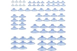 ONEBO 72 Stück Durchsichtige Kunststoff Saugnapf,Pilzkopf Rund Knopf Saugnapfe,Fenster Saugnapf,Haftsauger ohne Haken,für Outdoor, Küche, Badezimmer, Fenster Spiegel(9 Größen)