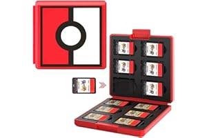 Lucylanker Games Card Storage Case Für Nintendo Switch Lite NS, Tragbar und Dünn, Schutzhülle Aufbewahrungsbox Spiele Cards Tasche,12 Schlitze für Game-Karten und 12 für SD Schlitze (Roter Elfen)