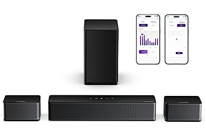 ULTIMEA 5.1 Surround Sound System, Sound Bar for TV, 3D Soundbar Home Theatre System with Adjustable Wireless Subwoofer and Rear Speakers, Bluetooth TV Virtual Surround Sound Speakers, Poseidon D50