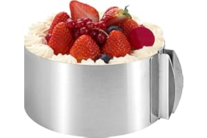 WOKICOR Anello per torta regolabile, 16 – 30 cm, anello alto 8,5 cm, in acciaio inox, forma stabile, stabile per la preparazione di torte, torte a strati e torte