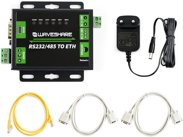 Waveshare Industrial RS232/RS485 to Ethernet Converter Dual Serial Ports TCP Server TCP Client UDP Server UDP Client HTTPD Client Supports Customized Webpage DNS Domain Name Resolution - 1