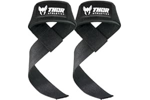 ‎THOR ATHLETICS Thor Athletics Lifting Straps und Zughilfen für Krafttraining, Powerlifting und Kreuzheben - Gepolsterte Handgelenksschlaufen - Profi Fitness Zubehör für Männer und Frauen - inkl. gratis E-Book