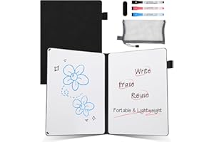 AGM A5 Mini Whiteboard, Kleines Whiteboard, tragbare Schreibtafel mit 3 Farbstiften, Radiergummi und Netzbeutel für Büro, Arbeitszimmer, Klassenzimmer und Zuhause – Schwarz