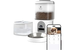 Willow & Paw 2in1 Smart Automatic Pet Feeder and Water Fountain Kit - HD Camera, Wi-Fi App Control, 4.5L Food & 2.5L Water for Cats and Dogs (White)