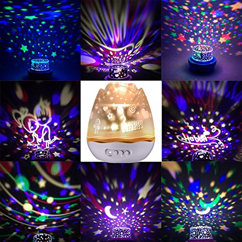 Sternenhimmel Projektor Sternenlicht Nachtlicht 360 Grad 4 Formen Romantische Nacht Lampe Tischlampe drehbar Sterne Projektionslampe für Haus, Schlafzimmer, Kinder Zimmer, Weihnachten, Hochzeit, Geburtstag, Party - 3