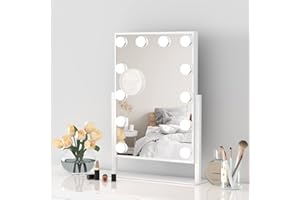 ‎DRIPEX Dripex Hollywood Schminkspiegel für Schminktisch, Hollywood Spiegel mit 12 Beleuchtung, Tischspiegel 48 x 36.5 cm, Einstellbarer Helligkeit und 3 Farben, 360-Grad-Drehung